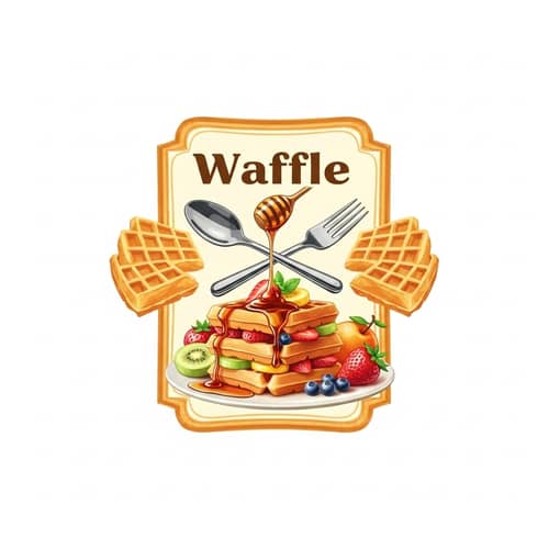 Golden Waffle Delights | Fresh Fruits & Maple Syrup Stacked Waffles