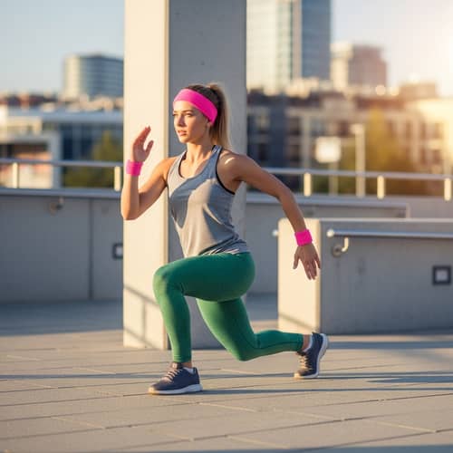 Blonde Athletic Girl in Green Leggings | Fitness Lifestyle Image