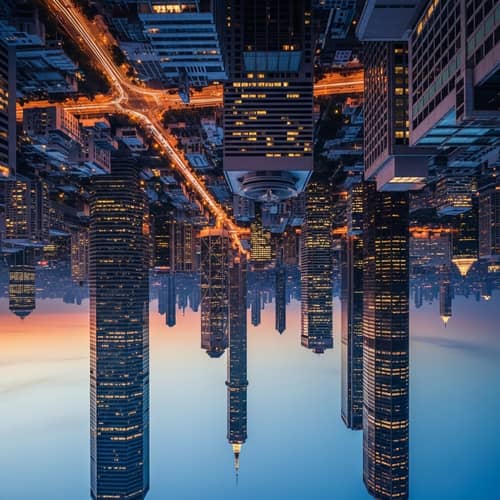 Vibrant City Financial District Artwork | Detailed Geometric Structures