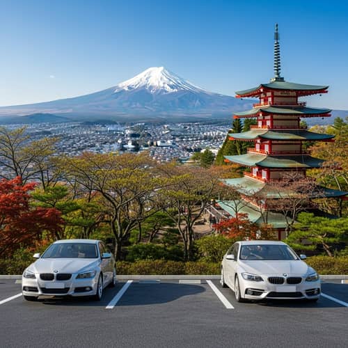 Japanese Pagoda amidst Lush Forest Hills