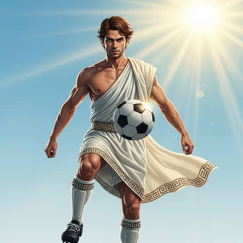 Messi Greek God - Fusion of Ancient Greek Aesthetics and Soccer Enthusiasm