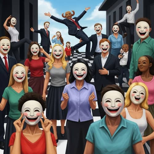 Imaginative Utopia: Diverse Joy Masks in Surrealistic World