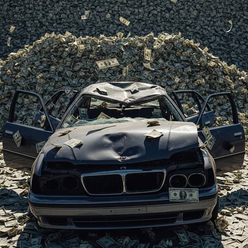 Wrecked Car on a Pile of Money | Expert Financial Recovery