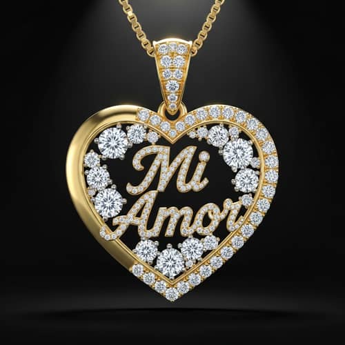 Heart-Shaped 'Mi Amor' Diamond Pendant | Romantic Jewelry