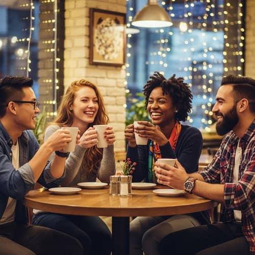 Meme Cafe Friends Smiling: Joyful Bonding & Good Times