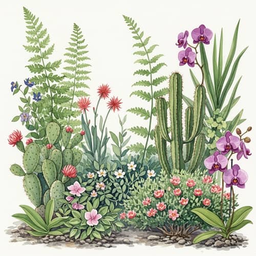 Diverse Plants in Watercolor Art | Botanical Tableau