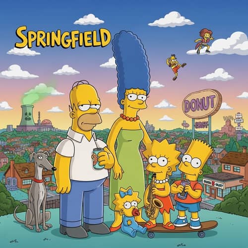 The Simpsons Animated Sitcom Poster | Springfield Family