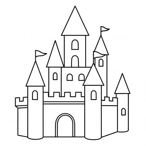 Simple Castle Coloring Page for Toddlers