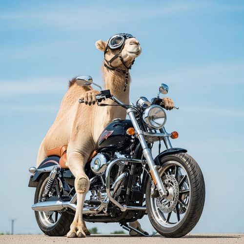 Cool Camel on Motorcycle with Biker Goggles