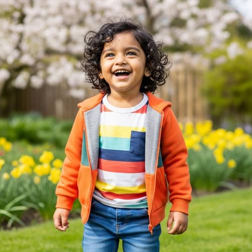 Happy South Asian Child Surrounded by Nature | Cute Smiling Kid
