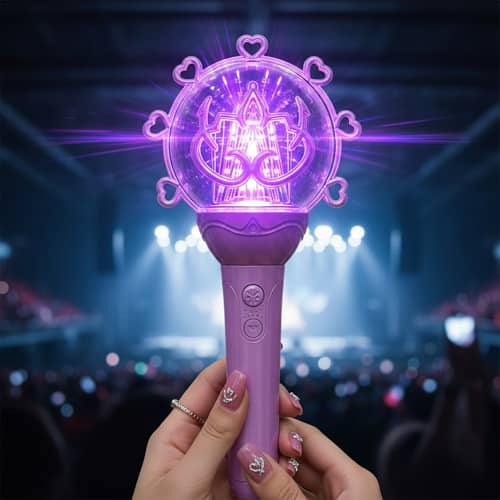 Purple & Pink K-Pop Fanmade Lightstick with Hearts