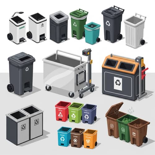 Assorted Waste Containers: Compact to Industrial Sizes