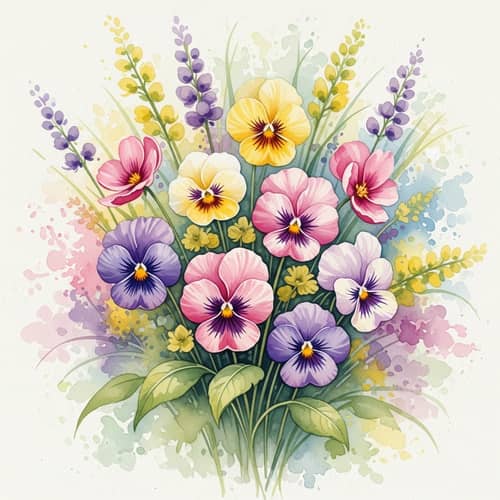 Delicate Flower Blooms Watercolor Painting