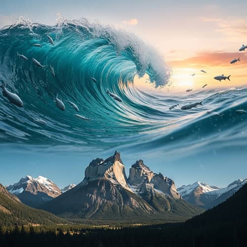 Reality and Abstraction Intermixed in Majestic Mountain Setting