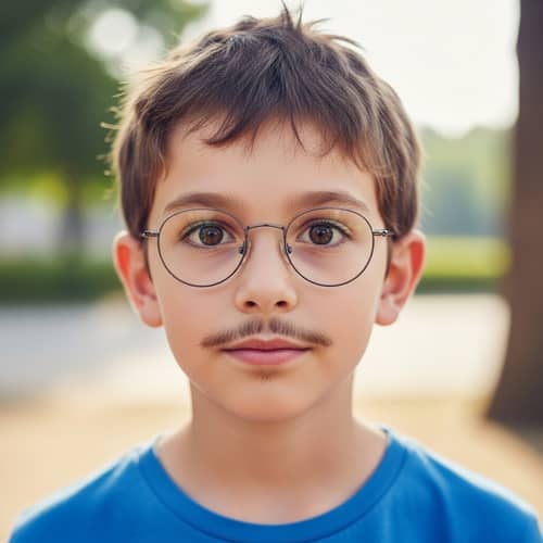 Young Boy with Glasses and Hint of Moustache