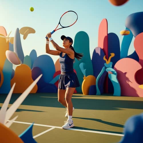 Hispanic Woman Tennis Player - Abstract Serve