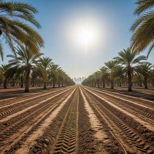 Agricultural Scenes in Qatar: Vast Date Palm Orchard