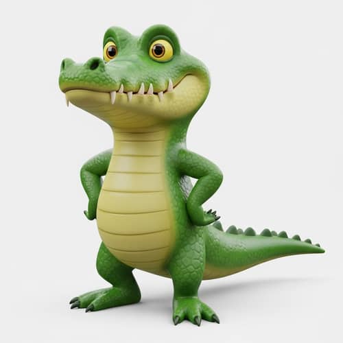 Cheeky Cartoon Crocodile 3D Model | Playful Amphibian Character