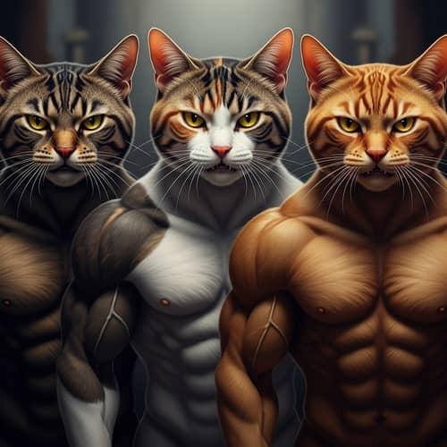 Intimidating Muscular Cats - Powerful Felines Staring with Determination