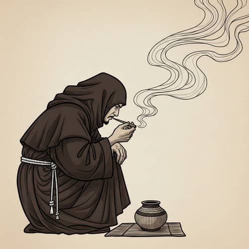 Serenity of Monk: Spiritual Illustration in Traditional Robes