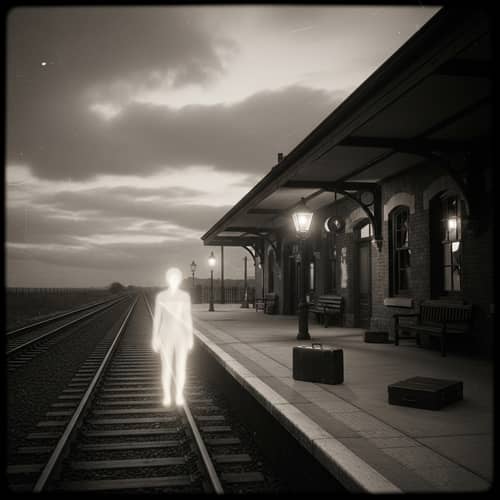 Eerie Train Station with Spectral Apparition | Supernatural Dread