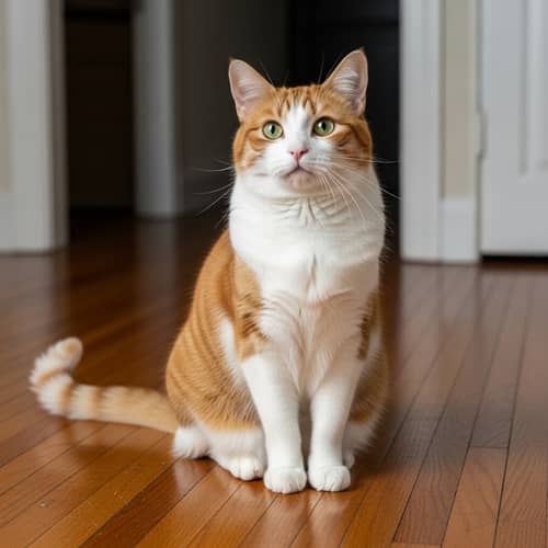 Beautiful Orange and White Cat in Serene Pose