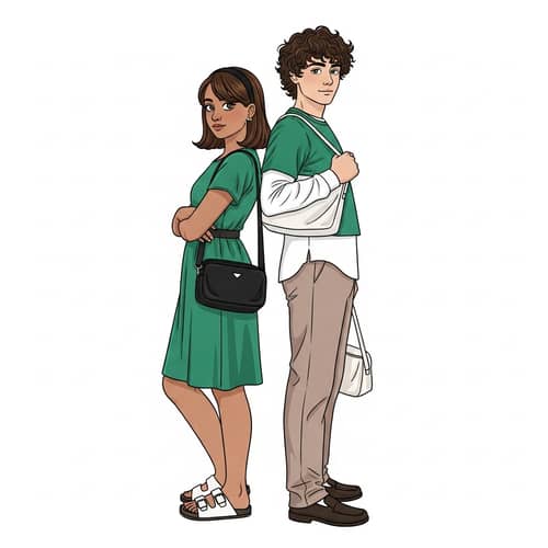 Middle-Eastern Girl and Caucasian Boy Unique Fashion Pose