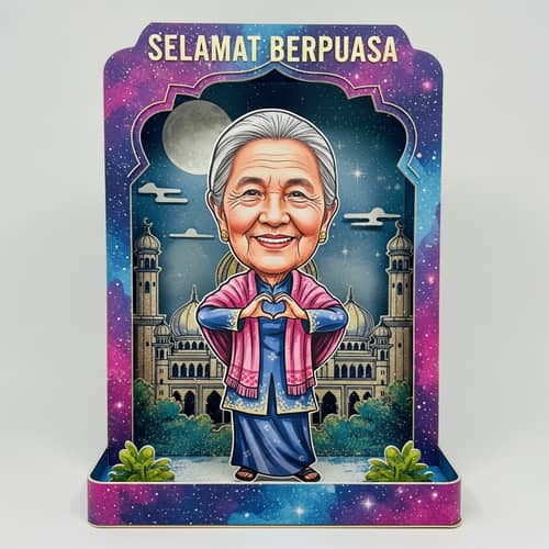 Malay Woman Papel Picado Diorama | SELAMAT BERPUASA