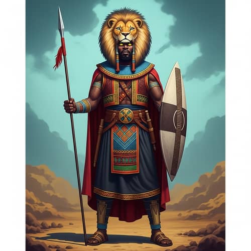 Afrofuturist Warrior Portrait: Strength and Power in Vibrant Colors