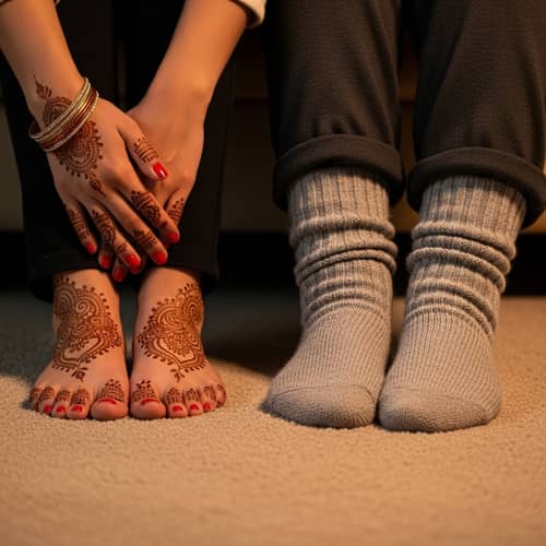 Unique Image of Young South Asian and Elderly Caucasian Womens' Feet