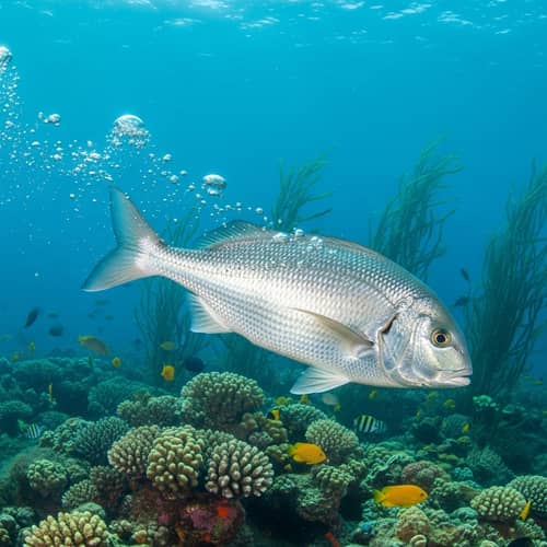 Graceful Fish Swimming in Vibrant Underwater World
