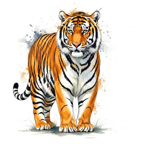 Tiger Watercolor Art: Early 20th Century Inspired Masterpiece
