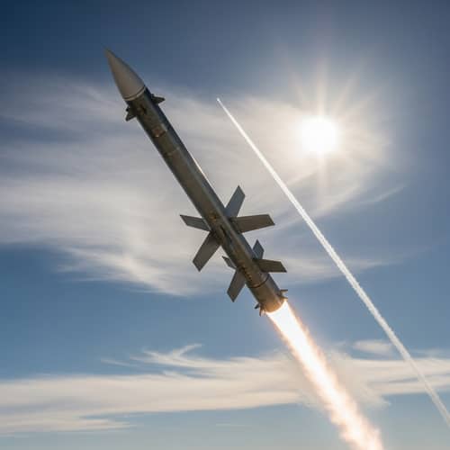 Cylindrical Missile Soaring High in the Sky