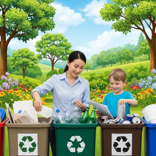 Eco-Friendly Recycling: A Colorful Scene of Sustainability