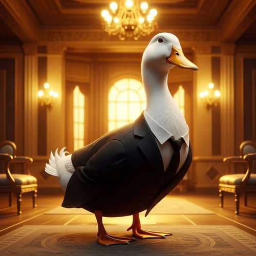 Handsome White Duck in Black Suit | Elegant Decor