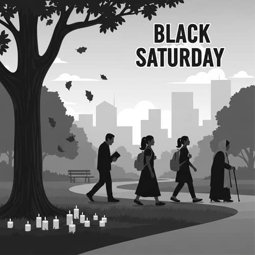 Monochromatic Scene of Reflection in Urban Park | Black Saturday