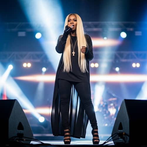 Impactful African Descent Female Artist in Stylish Black Attire