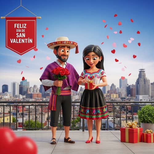 Valentine's Day Celebration in Lima, Peru | Romantic 3D Couple