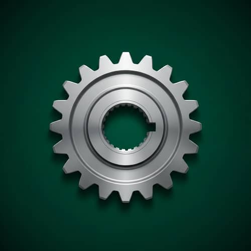 Detailed Steel Gear Vector Image on Rich Green Background