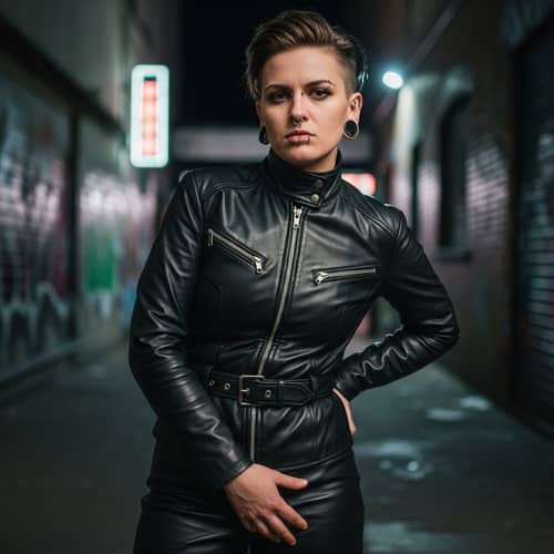 Gender Ambiguous Fashion Choices | Stylish Piercings & Leather Uniform