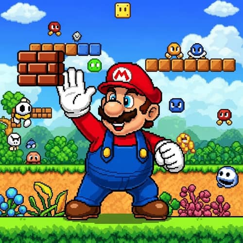 Iconic Video Game Plumber Plancando Pose