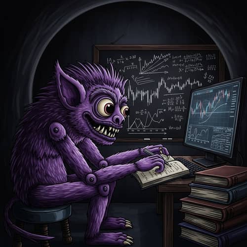 Gengar Stock Market Study: Mystery Creature in Dark Room