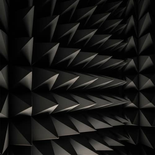 Dark Grey Anechoic Chamber Wall: Pyramid-Shaped Sound-Absorbing Panels