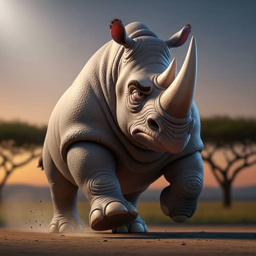 3D Persevering Rhinoceros Character