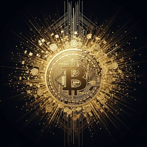 Bitcoin Explosion Art Deco Style | Digital Art Showcase
