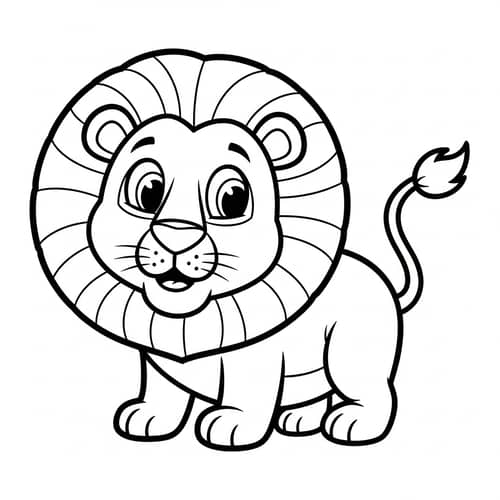 Simplistic Lion Cartoon for 3-Year-Olds Coloring | Classic Children's Book Style