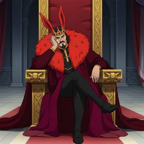 King in Grand Hall - Animation Style Scene Depiction