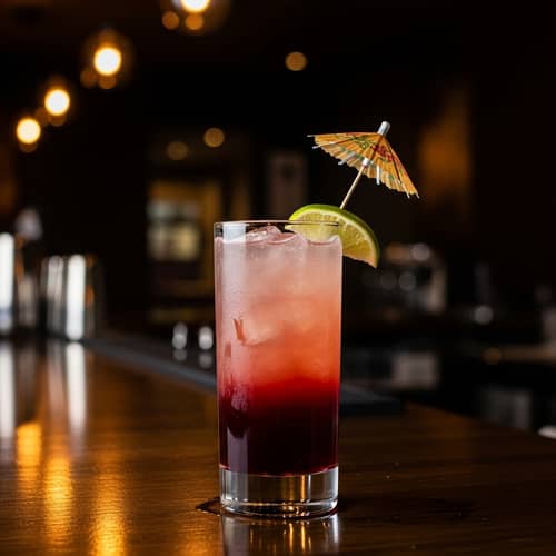 Exquisite Cocktail on Dark Brown Bar Counter