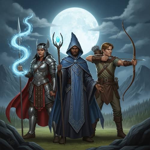 Three Heroes Embarking on an Adventurous Journey