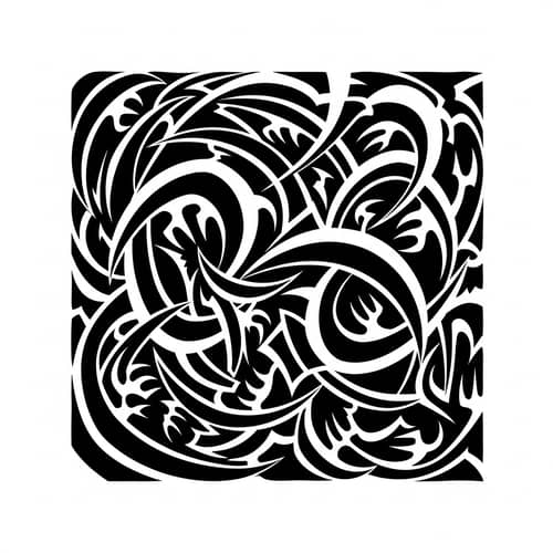 Abstract Black and White Geometric Image Depicting Envy and Greed